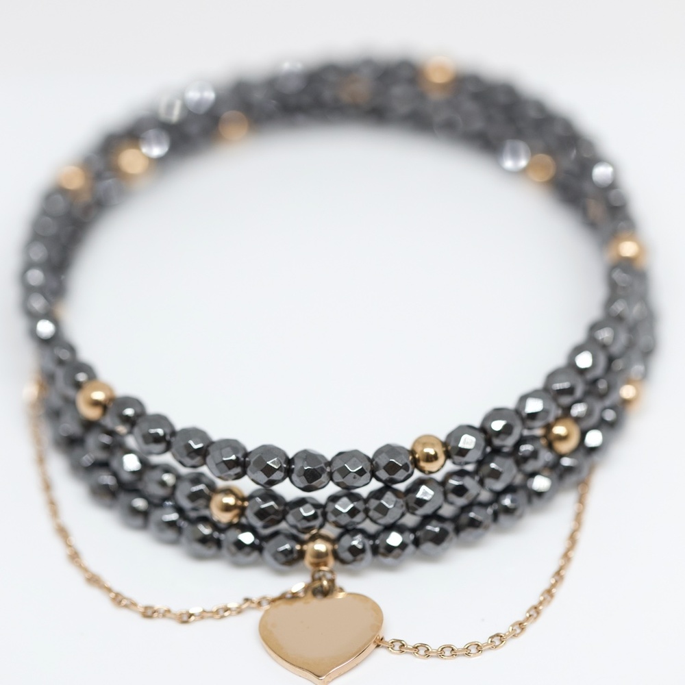 18k Gold Dipped Black Topaz Shiny Bracelet - Picture 7 of 7
